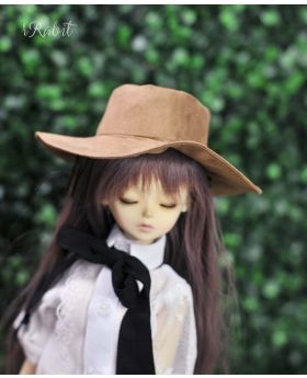 1/4 [Witchcraft Academic-Wide Brimmed hat] Brown suede