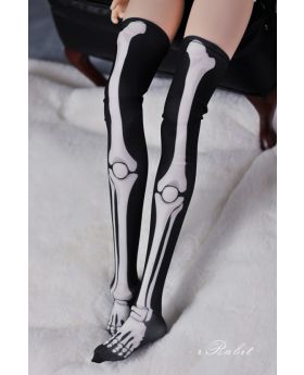 1/3 [Printed Socks] Black skeleton