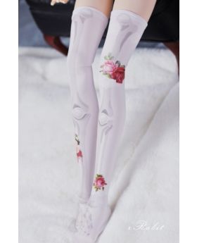 1/3 [Printed Socks] Rose skeleton (White)