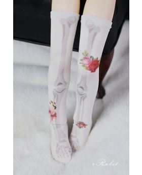 1/4/MDD [Printed Socks] Rose skeleton (White)