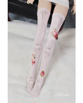 1/3 [Printed Socks] Rose skeleton (Pink)