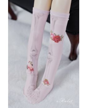 1/4/MDD [Printed Socks] Rose skeleton (Pink)