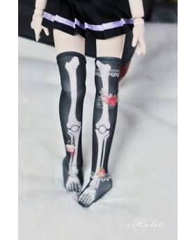 1/4/MDD [Printed Socks] Rose skeleton (Black)