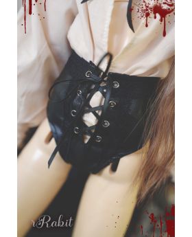 SD17 [High Cut Leather Lace Pants] Black