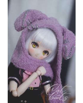 [Le Maître chat]  1/3 Rabbit's ears Hat w/ scarf (Purple)