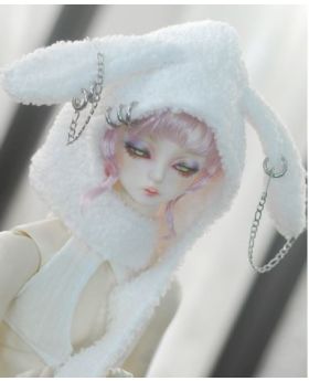 [Le Maître chat]  1/3 Rabbit's ears Hat w/ scarf (White)