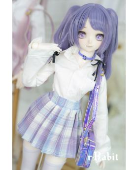 1/4/MSD/MDD [SET - JK Collection] White Blouse X Blueberry Mixed Skirt