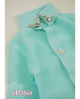 1/3 [Chiffon+Stone L/S Shirt]LC009 005 Tiffany blue