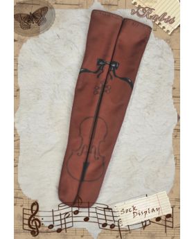 1/3 [Printed Socks] Brown Violin