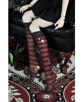 1/3 [Printed Short Socks] ♣Halloween♣ Stripe Wine X Black Glitters ver.