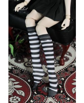 1/3 [Printed Short Socks] ♣Halloween♣ Stripe Grey X Black