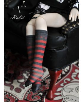 1/4 [Printed Short Socks] ♣Halloween♣ Stripe Wine X Black