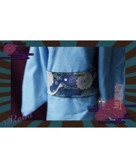 [幻灯町] [1/3Boy/SD17]Kimono - Waistband [Blue Crane 和鹤-藍] - Wide
